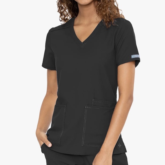 Med Couture 3 Pocket Scrub V Neck Top - Picture 2 of 3
